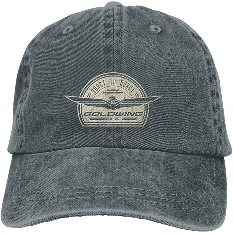 Baseball Caps Goldwing Retro Sports Denim Cap Adjustable Snapback Casquettes Unisex Plain Baseball Cowboy Hat Black - CI18QR7...