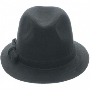 Fedoras Women's Large Size Felt Ribbon Band Winter Fedora Hat - Black - CV11RX6EVQF $28.64