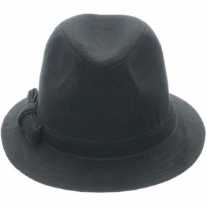 Fedoras Women's Large Size Felt Ribbon Band Winter Fedora Hat - Black - CV11RX6EVQF $12.64