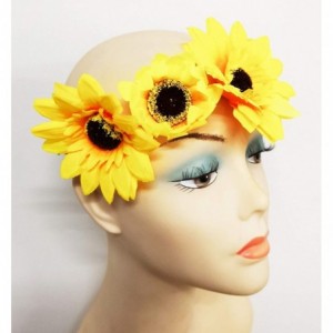 Headbands Floral Flower Crown Stretch Headband - Yellow - CE18I36Q7AW $9.75