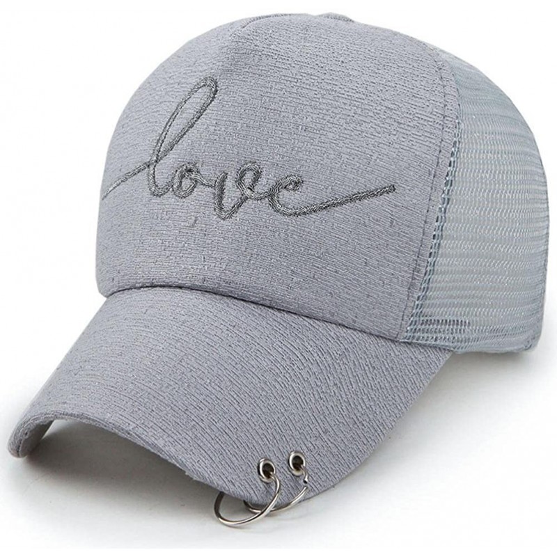 Baseball Caps Women Letter Love Baseball Cap Mesh Snapback Hat - Gray - CJ182MIXUU5 $7.76