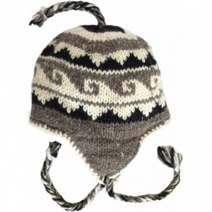 Skullies & Beanies Wool Winter Chullo Beanie Fleece Lined Toque Cap Ear Flaps Sherpa Peruvian Hat - V-55 - CU193GSUN5K $51.43