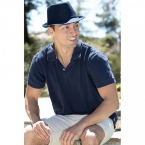 Fedoras Men's Classic Manhattan Structured Trilby Fedora Hat - Navy - C412O1AQOM2 $11.17