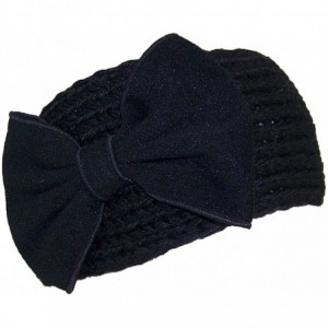 Cold Weather Headbands Womens Knit Headband W/Large Bow (One Size) - Black - CT125Y2EFL5 $8.72