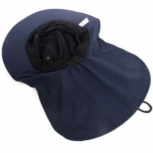 Skullies & Beanies UV Protection Outdoor Sun Hat Safari Fishing Hat with Neck Flap Ear Cover Wide Brim Sun Cap - Dark Blue - ...