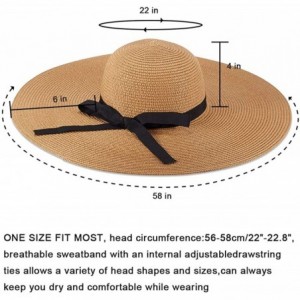 Sun Hats Womens Beach Straw Hat UPF 50 Wide Brim Sun Blocking Hat Foldable Summer Hat for Travel Floppy Sun Hat Women - CP18U...