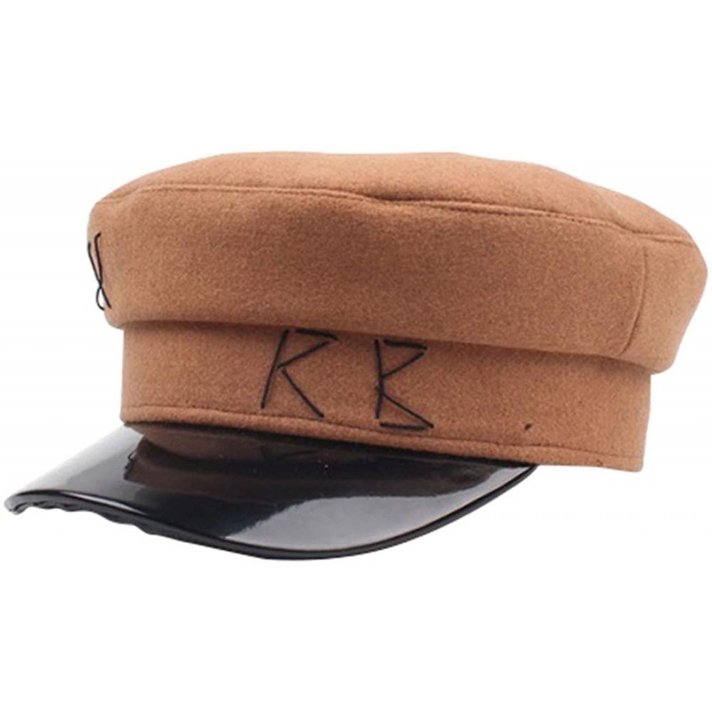 Newsboy Caps Women Newsboy Caps Captain Sailor Cap Trendy Visor Hat - Camel - C418KKEUH6G $25.62