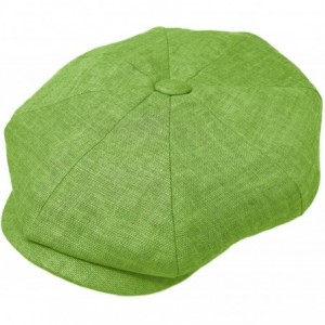 Newsboy Caps Men's 100% Linen Snap Front Newsboy Drivers Cabbie Gatsby Apple Cap Hat - Solid Olive - CQ1962T5U8O $21.50