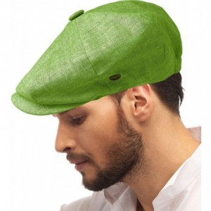 Newsboy Caps Men's 100% Linen Snap Front Newsboy Drivers Cabbie Gatsby Apple Cap Hat - Solid Olive - CQ1962T5U8O $21.50