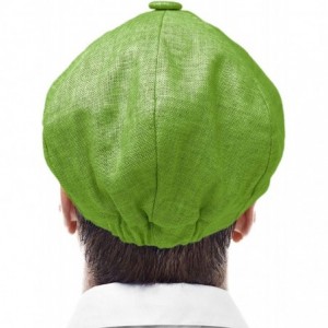 Newsboy Caps Men's 100% Linen Snap Front Newsboy Drivers Cabbie Gatsby Apple Cap Hat - Solid Olive - CQ1962T5U8O $21.50