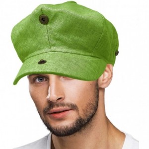 Newsboy Caps Men's 100% Linen Snap Front Newsboy Drivers Cabbie Gatsby Apple Cap Hat - Solid Olive - CQ1962T5U8O $21.50