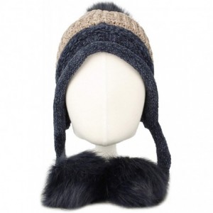 Skullies & Beanies Fleece Lining Thick Cable Knit Beanie Hat Pom Earflaps DZ70029 - Brown - CI18L74TG49 $21.27