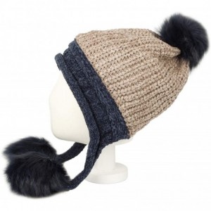 Skullies & Beanies Fleece Lining Thick Cable Knit Beanie Hat Pom Earflaps DZ70029 - Brown - CI18L74TG49 $21.27