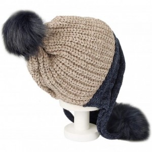 Skullies & Beanies Fleece Lining Thick Cable Knit Beanie Hat Pom Earflaps DZ70029 - Brown - CI18L74TG49 $21.27