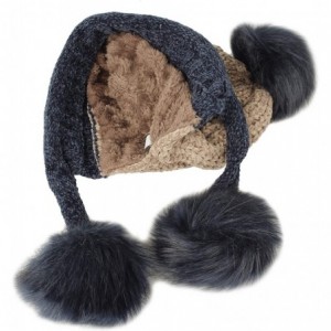 Skullies & Beanies Fleece Lining Thick Cable Knit Beanie Hat Pom Earflaps DZ70029 - Brown - CI18L74TG49 $21.27