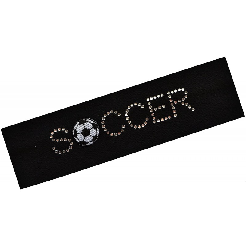 Headbands SOCCER BALL Rhinestone Cotton Stretch Headband for Girls- Teens and Adults Soccer Team Gifts - Black - C811BHA0H47 ...