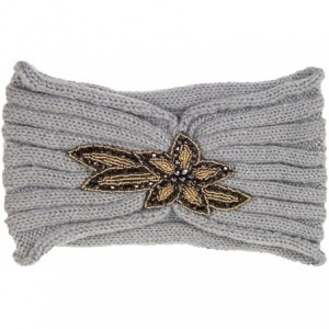 Cold Weather Headbands Women's Winter Sequin Flower Knitted Headband Ear Warmern - Grey - CH1884U7GLM $19.46