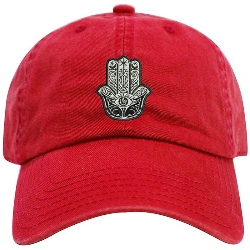 Baseball Caps Hamsa Dad Hat Cotton Baseball Cap Polo Style Low Profile - Red - CK188CRZ5HS $16.89