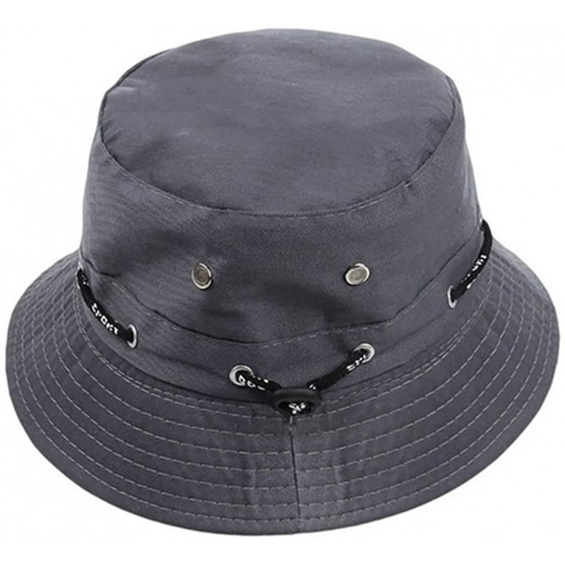 Bucket Hats Unisex Women Folding Cotton Outdoor Travel Fishing Flat Sun Visor Bucket Hat Cap - Dark Grey - CM12EL3IMW1 $9.92