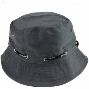 Bucket Hats Unisex Women Folding Cotton Outdoor Travel Fishing Flat Sun Visor Bucket Hat Cap - Dark Grey - CM12EL3IMW1 $9.92