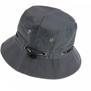 Bucket Hats Unisex Women Folding Cotton Outdoor Travel Fishing Flat Sun Visor Bucket Hat Cap - Dark Grey - CM12EL3IMW1 $9.92