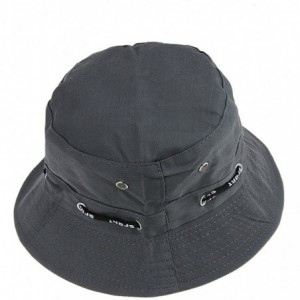 Bucket Hats Unisex Women Folding Cotton Outdoor Travel Fishing Flat Sun Visor Bucket Hat Cap - Dark Grey - CM12EL3IMW1 $9.92