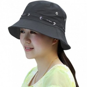 Bucket Hats Unisex Women Folding Cotton Outdoor Travel Fishing Flat Sun Visor Bucket Hat Cap - Dark Grey - CM12EL3IMW1 $9.92