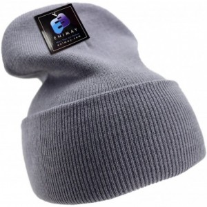 Skullies & Beanies Men's Women's Winter Long Beanie Hat Knit Cap 12 Pack - Grey - CY18H3U4XN2 $20.47