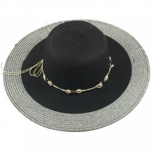 Visors Wide Brim Large Bow Floppy Summer Straw Sun Hat - 7139 Black - C417YCCZ5N5 $31.80