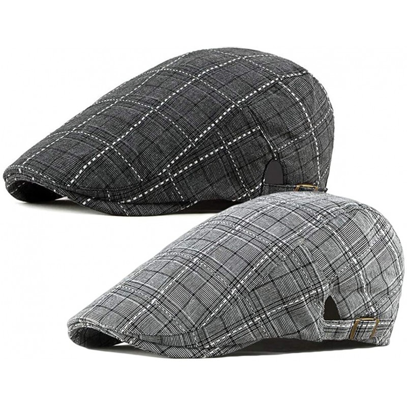 Newsboy Caps 2 Pack Men's Cotton Flat Cap Ivy Gatsby Newsboy Hat - I - C818SNGD9CK $13.26