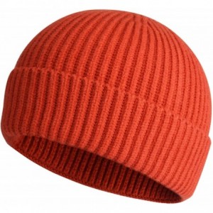 Skullies & Beanies Swag Wool Knit Cuff Short Fisherman Beanie for Men Women- Winter Warm Hats - 1shorter Style Orange - CW18Y...