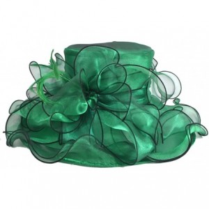 Sun Hats Womens Kentucky Derby Church Dress Fascinator Tea Party Wedding Hats S056 - Green - CL18CMTT628 $23.89