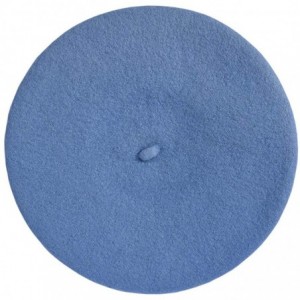 Berets Women's Wool Solid Color Classic French Beret Beanie Hat - Sky Blue - CH196AMMR0K $9.91