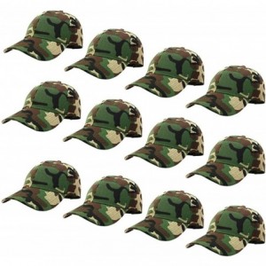 Baseball Caps Wholesale 12-Pack Baseball Cap Adjustable Size Plain Blank Solid Color - Woodland Camouflage. - CO195SYOKHK $20.77