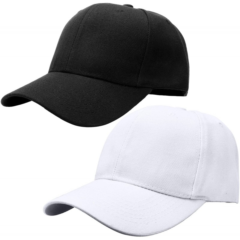 Baseball Caps Baseball Dad Cap Adjustable Size Perfect for Running Workouts and Outdoor Activities - 2pcs Black & White - CW1...