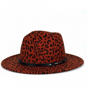 Fedoras Men & Women Classic Wide Brim Fedora Hat with Belt Buckle Wool Felt Panama Fedora M/L - A1-leopard Print-orange - CR1...