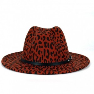 Fedoras Men & Women Classic Wide Brim Fedora Hat with Belt Buckle Wool Felt Panama Fedora M/L - A1-leopard Print-orange - CR1...