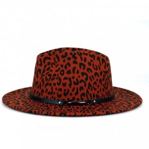 Fedoras Men & Women Classic Wide Brim Fedora Hat with Belt Buckle Wool Felt Panama Fedora M/L - A1-leopard Print-orange - CR1...