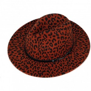 Fedoras Men & Women Classic Wide Brim Fedora Hat with Belt Buckle Wool Felt Panama Fedora M/L - A1-leopard Print-orange - CR1...