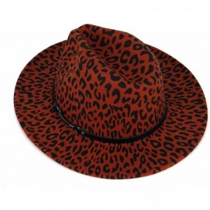 Fedoras Men & Women Classic Wide Brim Fedora Hat with Belt Buckle Wool Felt Panama Fedora M/L - A1-leopard Print-orange - CR1...