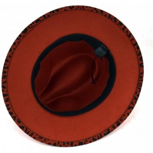 Fedoras Men & Women Classic Wide Brim Fedora Hat with Belt Buckle Wool Felt Panama Fedora M/L - A1-leopard Print-orange - CR1...
