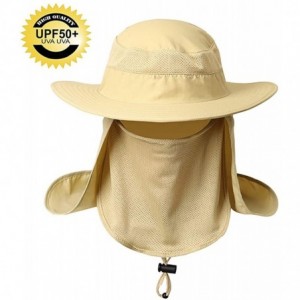 Sun Hats Men Women Fishing Sun Hat with Removable Neck Face Flap Sun Hat Waterproof Bucket Hat Breathable Mesh Boonie Hat - C...