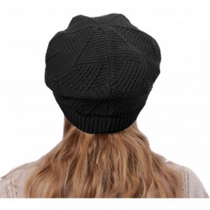 Skullies & Beanies Womens Winter Hat Newsboy Hat with Visor Cable Crochet Beanie Hat - Black-style2 - CZ11E02NVKH $11.53