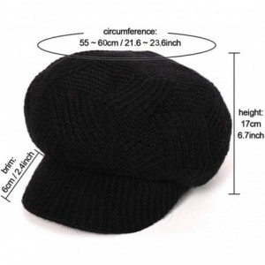 Skullies & Beanies Womens Winter Hat Newsboy Hat with Visor Cable Crochet Beanie Hat - Black-style2 - CZ11E02NVKH $11.53