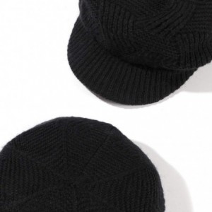 Skullies & Beanies Womens Winter Hat Newsboy Hat with Visor Cable Crochet Beanie Hat - Black-style2 - CZ11E02NVKH $11.53