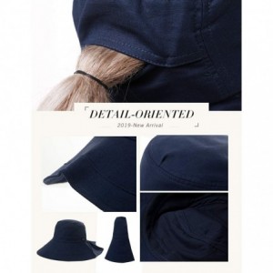 Sun Hats Summer Bill Flap Cap UPF 50+ Cotton Sun Hat with Neck Cover Cord for Women - 00020_navy(with Face Shield) - C112E6X5...