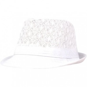 Fedoras Women's Eyelet Summer Short Brim Trilby Fedora Hat - White - C612HAJ3MC7 $12.34