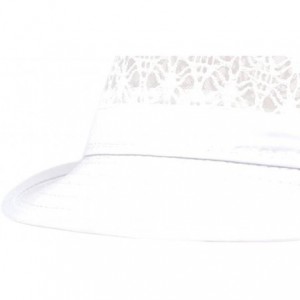 Fedoras Women's Eyelet Summer Short Brim Trilby Fedora Hat - White - C612HAJ3MC7 $12.34