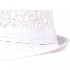 Fedoras Women's Eyelet Summer Short Brim Trilby Fedora Hat - White - C612HAJ3MC7 $12.34