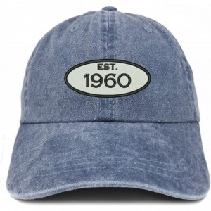 Baseball Caps Established 1960 Embroidered 60th Birthday Gift Pigment Dyed Washed Cotton Cap - Navy - CV180MA3DAS $32.20